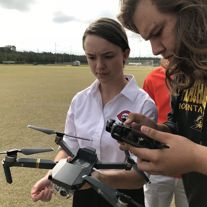 Students with drone