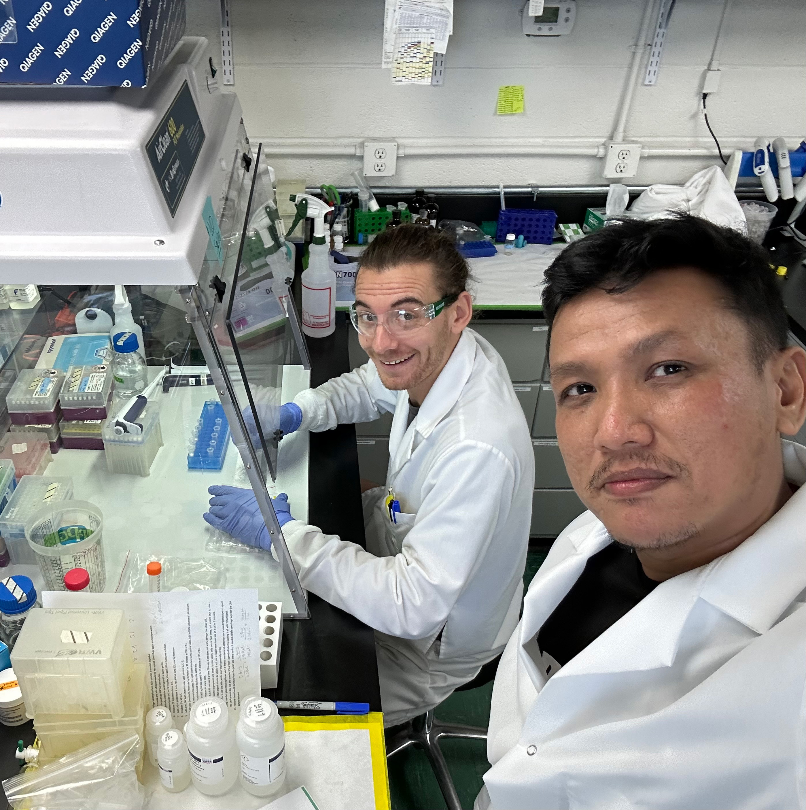 Man in lab coat in chemistry laboratory