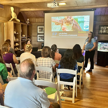 Dr. Brooke Burkhalter presents at Sea Turtle Medicine Workshop