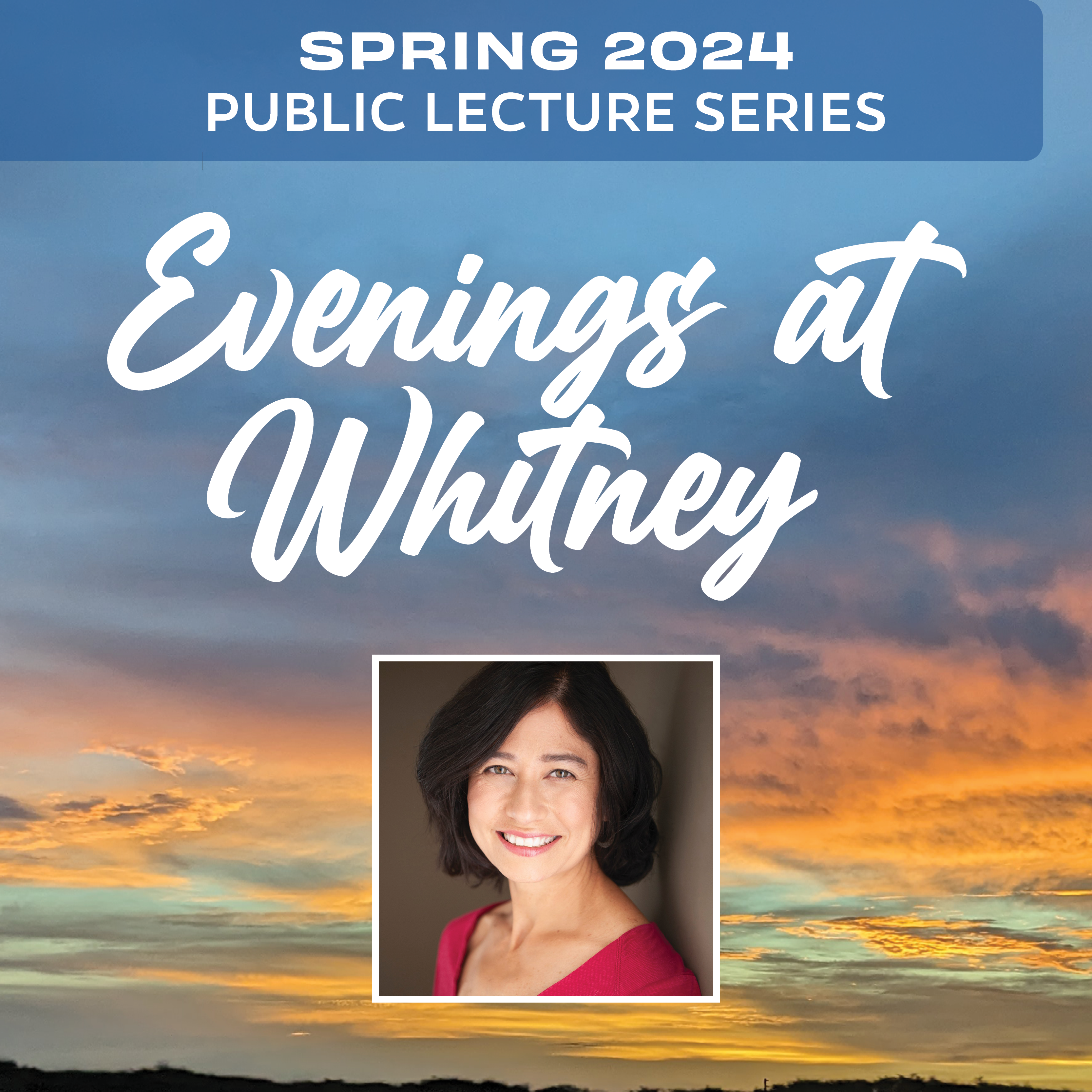 Evenings at Whitney graphic with speaker photo