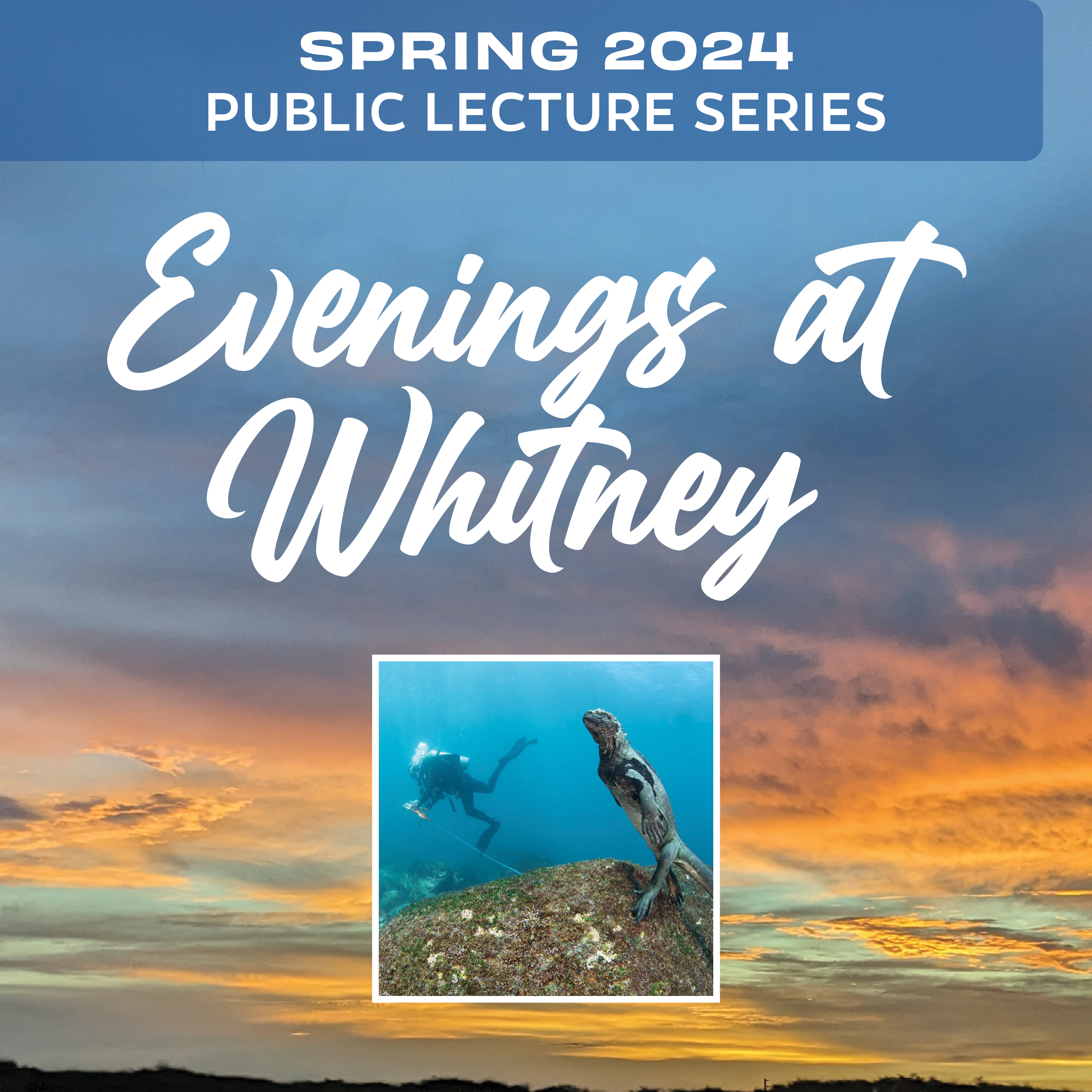 Evenings at Whitney graphic with speaker photo