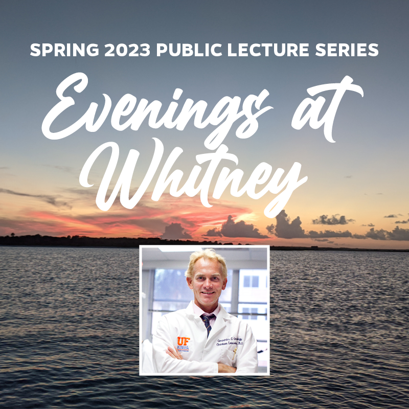 Evenings at Whitney graphic with speaker photo